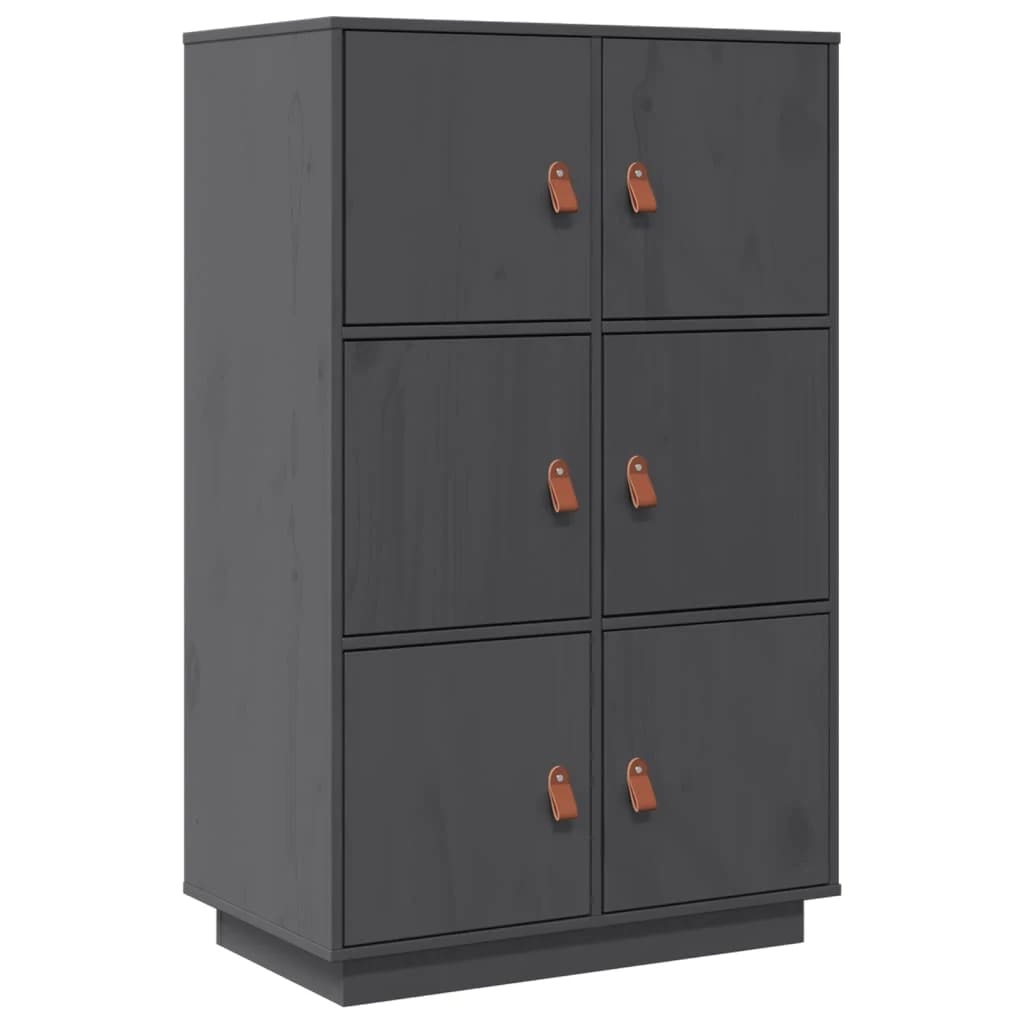 Highboard Grau 67x40x108,5 cm Massivholz Kiefer